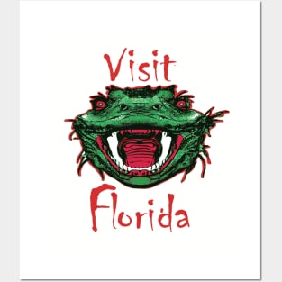 Funny Florida Design Visit Florida Sarcastic Ugly Alligator Mascot Posters and Art